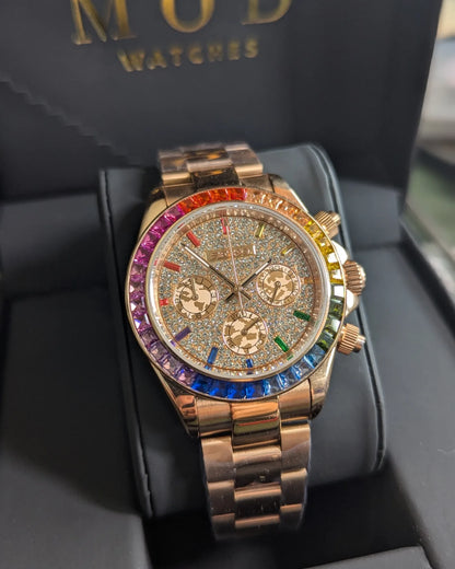 SEIKO-LEX ICED OUT ROSE GOLD DAYTONA