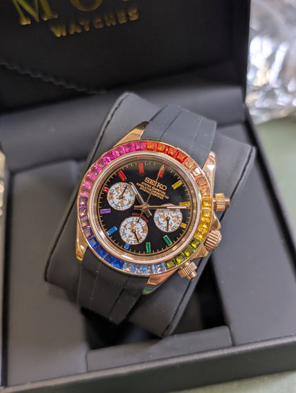 SEIKO-LEX RAINBOW ROSE GOLD DAYTONA