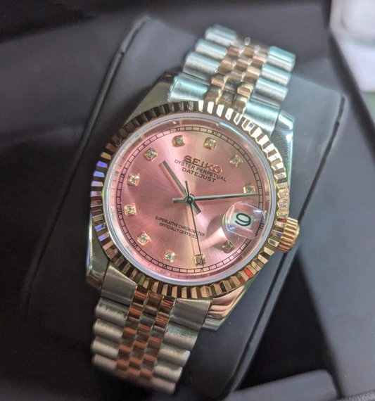 Seiko-lex two tone Pink studs 36mm Watch