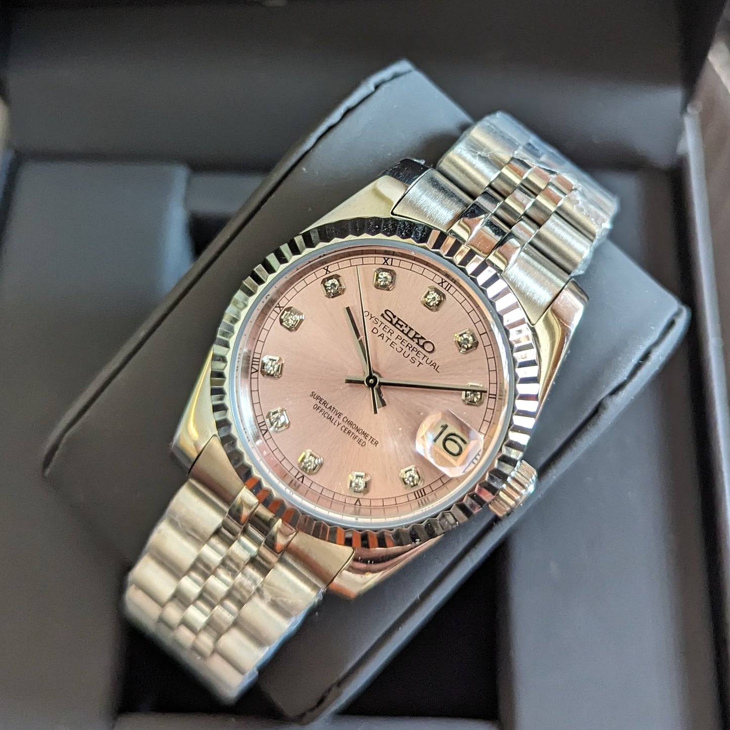 Skx Datejust studs PINK  Modified watch