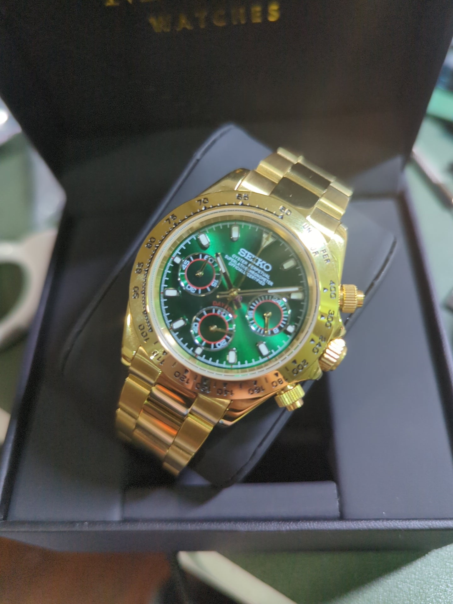 SEIKO-LEX "JOHN MAYER" GOLD DAYTONA GREEN