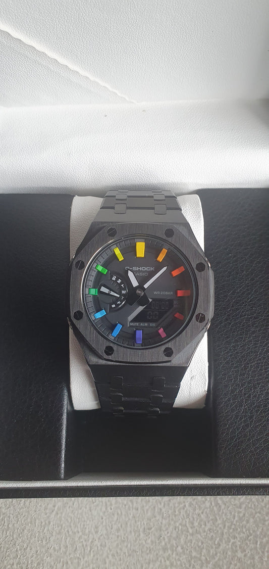 Casio Oak Rainbow on black steel